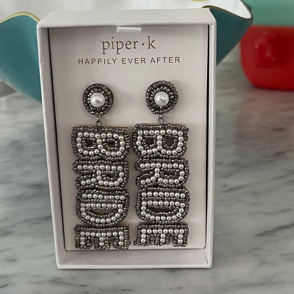 Piper K Bride Beaded Statement Earrings Bridal Bachelorette Wedding Pearlcore